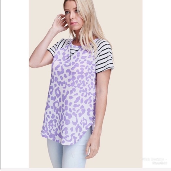 ❤️LAST 1! Waffle Knit Contrast Leopard Print Top! - Picture 4 of 4